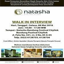 S1 semua jurusan (diutamakan pendidikan profesi dokter) 3. Natasha Skin Care Kelapa Gading