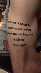 Angel tattoos are very common across the world and many people apply them with different motives. Joker Quote Tattoo Tattoo Quotes Small Quote Tattoos Half Sleeve Tattoos Angels
