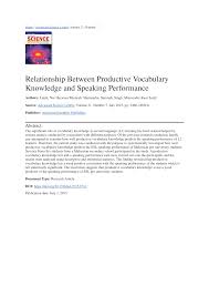 Please ensure the identity card number provided are correct. Pdf Relationship Between Productive Vocabulary Knowledge And Speaking Performance