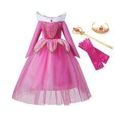 Online Shop Vogueon Sleeping Beauty Princess Aurora Dress Up Party Costume Long Sleeve 4 Layers In 2020 Princess Outfits Princess Aurora Costume Princess Aurora Dress