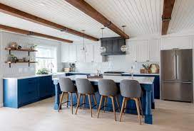 The blue and green backsplash enhances the room's coastal charm. 75 Beautiful Farmhouse Kitchen With Blue Backsplash Pictures Ideas July 2021 Houzz