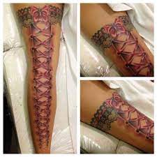 Leg Tattoo Lace Up Boot Look Kinda Cool Lace Tattoo Lace Up Tattoos Corset Tattoo