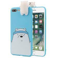 Landfox 3d Cartoon Animals Cute Bare Bears Soft Silicone Case Skin For Iphone 8 Plus 5 5 Blue Bare Bears Animal Phone Cases Iphone Case Collection