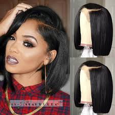 Brazilian Virgin Human Hair Lace Front Wig Short Bob Full Wigs Baby Hair Black Ebay