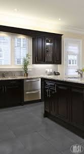 Moon White Granite With Dark Cabinets And Grey Floor Home Kitchens Home Remodeling Kitchen Design