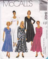 Fit And Flared Scoop Neck Or V Neck Ankle Length Dress Long Or Short Sleeves Half Size Dress 105 125 And 145 Mccalls 9402 Pattern Dress Patterns Crochet Wedding Dress Pattern Maxi Dress Pattern