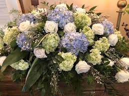Hydrangea Rose Casket Spray Funeral Flower Arrangements Casket Flowers Dad Funeral Flowers