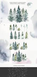 Spruces Pine Trees Deer Watercolor Clipart Fir Trees Png Etsy Tree Sketches Pine Tree Art Pine Tree Drawing