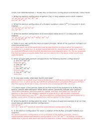 A typical electron configuration consists of numbers, letters, and superscripts with the following format: Http Laude Cm Utexas Edu Courses Ch301 Worksheet Ws3f09key Pdf