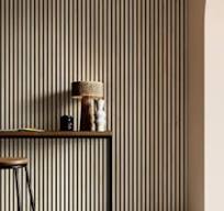 Dark Oak Veneer Akupanel Wooden Slats Wall Panel Black Pet ...