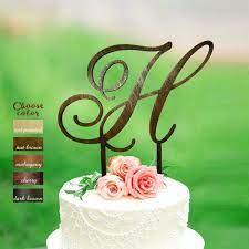 H Cake Topper Cake Topper Wedding Letter Cake Topper Etsy Cake Topper Initials Wedding Cake Toppers Letter Cake Toppers
