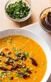 Red Lentil Soup With North African Spices Red Lentils Have Had Their Skins Removed Which Means The Red Lentil Recipes Easy Red Lentil Recipes Red Lentil Soup