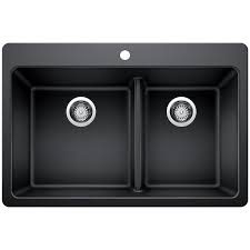 Serenity sinks are an elite brand of imported sinks designed and crafted for their beauty and durability. Glacier Bay Drop In Undermount Granite Composite 33 In 1 Hole 60 40 Double Bowl Kitchen Sink With Low Divide In Black 442803 The Home Depot In 2021 Double Bowl Kitchen Sink Composite Kitchen Sinks