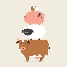 Stack features a crow, sheep, and pig stacked on top of one another with a distressed black and white finish. Rosey Cheekes Stack Stack Art Digitalart Drawing Cute