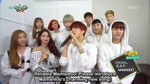 El episodio del 12 de marzo de banco de la músicacontó con dynamite de bts y iucelebrity como candidatos al. Eng Sub 160226 Mamamoo B A P Music Bank Waiting Room Interview Video Dailymotion