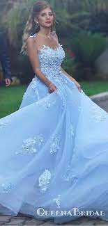 Baby Blue Illusion Neck Long Cheap Tulle Prom Dresses With Applique Qb0668 Cheap Prom Dresses Long Light Blue Wedding Dress Lace Prom Dresses Long Lace
