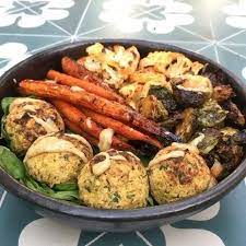 Homemade Baked Falafel With Honey Roasted Veg Tahini Dressing The Body Coach Baked Falafel Clean Recipes Veggie Dishes
