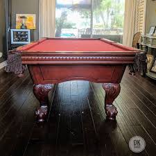 8 Foot Duchess Pool Table Install In Orange Burgundy Cloth Pool Table Table Pool