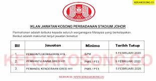 Operator, operator pengeluaran, runner and more on indeed.com Jawatan Kosong Perbadanan Stadium Johor