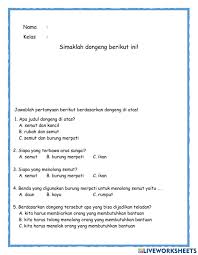 Peserta didik dapat menentukan tema pada cerita fabel/legenda dengan menunjukkan buktinya pada teks yang dibaca/didengar. Latihan Menyimak Cerita Fabel Worksheet