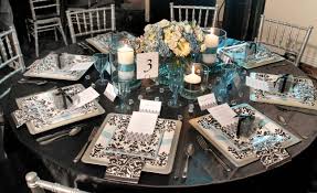 Black And White Bridal Shower Decoration Ideas Black White Damask Turquoise Bridal Shower Brunch Decor Tablescape Original Wedding Shower Tables Bridal Shower Decorations Bridal Shower Tables