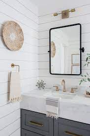 Light Airy Bathroom With Shiplap Patterned Tile Mixed Metals Haven Small Bathroom Remodel Bathroom Interior Design Bathrooms Remodel
