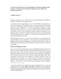 Durante el gobierno del profesor bosch se redacto la constitución del 1963 donde se establecía libertad de expresión, libertad política, el beneficio de los. Pdf Los Diez Anos De Gobierno Del Dr Balaguer Leopoldo Artiles Academia Edu