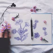 #flowers #drawing image by marta bieńkowska. Image Via We Heart It Aesthetic Art Drawing Drawings Flower Flowers Girl Grunge Headphones Indie Pale Pen Pu Sketch Book Art Sketchbook Journaling