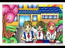 20 gambar sketsa sekolah tk sd dan sma terbaru via: Pin Di Crayon
