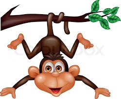 Vector Illustration Of Funny Monkey Cartoon Hanging On Tree Branch Vector Colourbox Branch Vector Jungle Cartoon Monkeys Funny