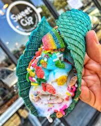 Rainbow Ice Cream Taco Rolled Ice Cream Sweet Cup Rainbow Ice Cream Ice Cream Taco Roll Up Ice Cream