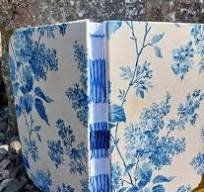 Handbound A5 Coptic Stitch Notebook: Blue Floral Fabric ...