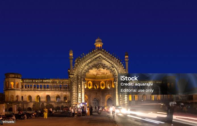 Rumi Darwaza glowing at dusk, AI generated