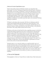 A streetcar named desire cemented williams's reputation, garnering another. More On Historical Context