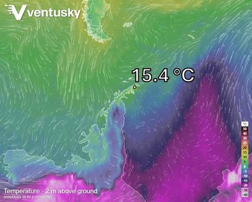 Ventusky - 📌 At Argentina's Esperanza Base on the Antarctic Peninsula, the  temperature reached 15.4 °C on 5 June, an exceptionally high value for the  austral winter. If officially confirmed, this could