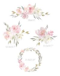 Blush Pink Watercolor Flowers Bouquets Wreath Png 136307 Illustrations Design Bundles Pink Watercolor Flower Pink Watercolor Watercolor Flower Invitation