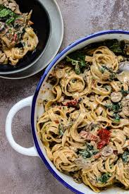 One Pot Pasta Mit Tomaten Pilzen Und Spinat Olives In The Oven Rezept Pot Pasta Spinat Pasta