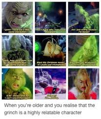 Because The Older You Get The More You Realise The Grinch Is Someone You Can Truly Relate To Christmas Humor Grinch Memes Christmas Memes