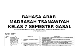 Soal bahasa arab kelas 7 semester 2 kurikulum 2013. Doc Bahasa Arab Madrasah Tsanawiyah Kelas 7 Semester Gasal Ahmad Ghajali Academia Edu