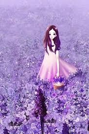 Anime Cute Little Girl In Lavender Garden Iphone 4s Wallpaper Download Iphone Wallpapers Ipad Wall Purple Flowers Garden Cute Girl Wallpaper Purple Flowers