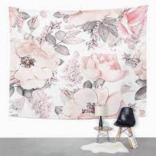 In a distinctive and detailed floral print, intense coloured flowers, it is a wallpaper that looks equally at home in a traditional or modern interior. Pink Flowers And Leaves On Watercolor Floral Pattern Rose Tapestry Home Decor Wall Hanging For Living Room Bedroom Dorm 60x80 Tapestry Aliexpress