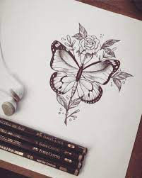 Borboleta E Rosa Delicada Para Tatuagem Butterfly Mandala Tattoo Tattoos Inspirational Tattoos