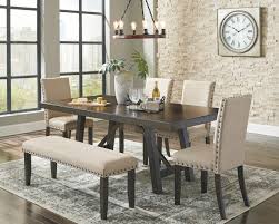 Homcom linen loveseat 2 seater sofa w/wood legs back piping foot pads compact home furniture living room office grey. The Rokane Brown 6 Pc Rectangular Ext Table 4 Chairs Upholstered Bench Available At Furniture Connection Serving Clarksville Tennessee And Ft Campbell Kentucky