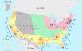Voies ferrées, autoroutes, routes principales. Completer La Carte De L Organisation Des Etats Unis 4e Exercice Fondamental Geographie Kartable