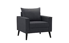Features horizontal channel tufting on the interior seat and seatback with a sleek black powder coated steel frame. Divano Roma Furniture Mid Century Modern Linen Fabric Armchair Living Room Accent Chair Dark Grey Amazon In Home Kitchen