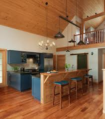 A blue kitchen island echoes the blue detailing in flooring by granada tile in this hollywood hills home. 75 Beautiful Orange Kitchen With Blue Cabinets Pictures Ideas July 2021 Houzz