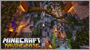 A deep narrow valley or gorge in the earth's surface worn by running water. Minecraft Ravine Base With Everything You Need To Survive Youtube