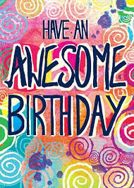 Happy Birthday Awesome Pink Blue Yellow Green Happy Birthday Fun Happy Birthday Wishes Quotes Birthday Greetings For Facebook