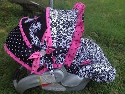 Custom Zebra Print Pink With Black Polka Dots Infant Carseat Set Made By Stitch A Bility By Angela Baby Car Seats Infant Car Seat Cover Infant
