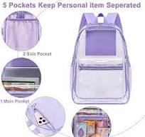BTOOP Zaino trasparente grande trasparente borse per libri resistenti in  plastica trasparente per bambini liceo donne lavoro, B-viola + borsa per il  ...